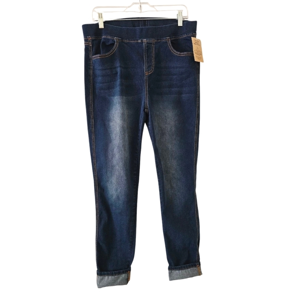TRÏBE Elastic High Waist Jeans In Dark Wash Size 12 NWT